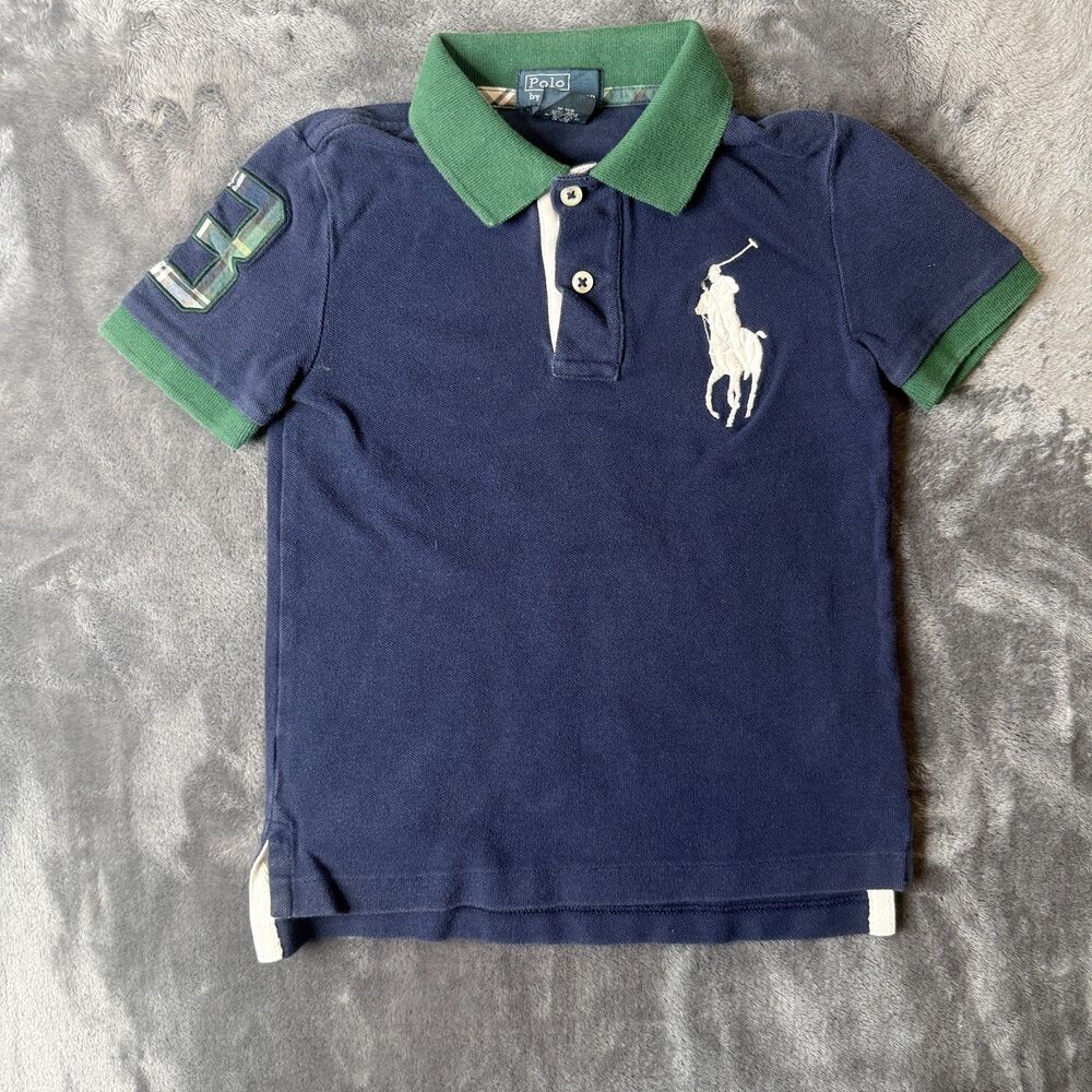Vintage Polo Ralph Lauren Short Sleeve Blue Big Pony Youth Size 5